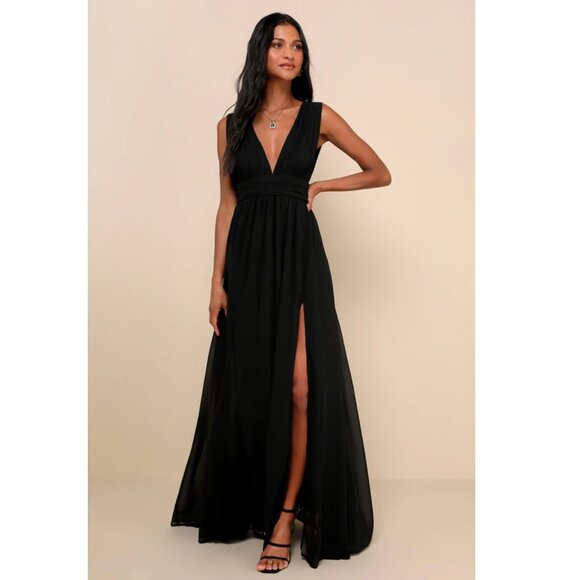 Lulus Exclusive Evening Gown Black Maxi Heavenly Hues Size XS NWT - Picture 1 of 10